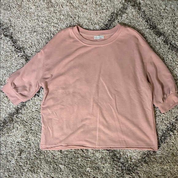 Paper Crane Tops - Pink Short Sleeve Sweater Blouse Top